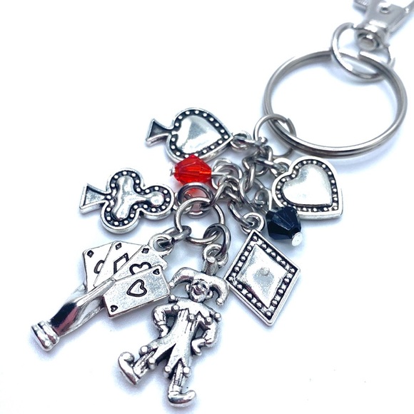 Card Player Keychain Bag Charm Poker Playing Cards Theme - Picture 3 of 3